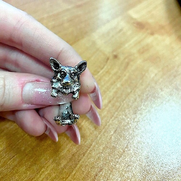 Silver Corgi dog adjustable ring - Picture 10 of 11